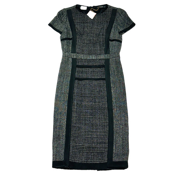ETRO 42 US/6 Milano Sheath Wool Dress Black Gray Cap Sleeve Round Neck NWT $1680 - Picture 1 of 5